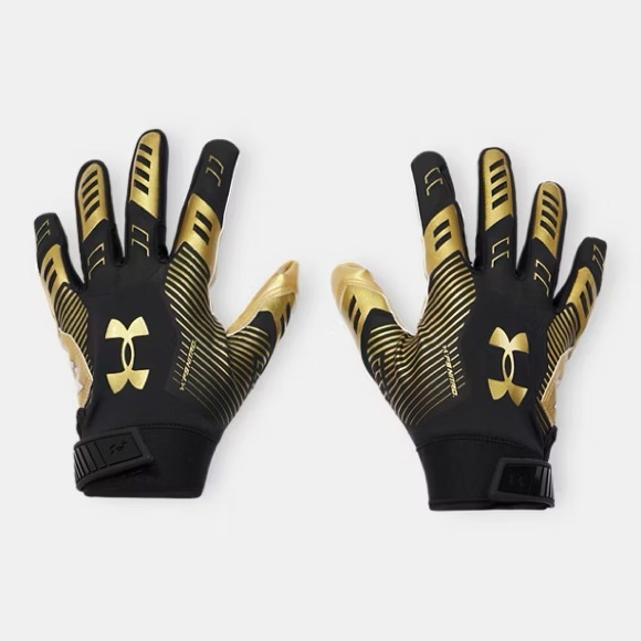 Under Armour Black and Gold Football Gloves - Picture 1 of 5